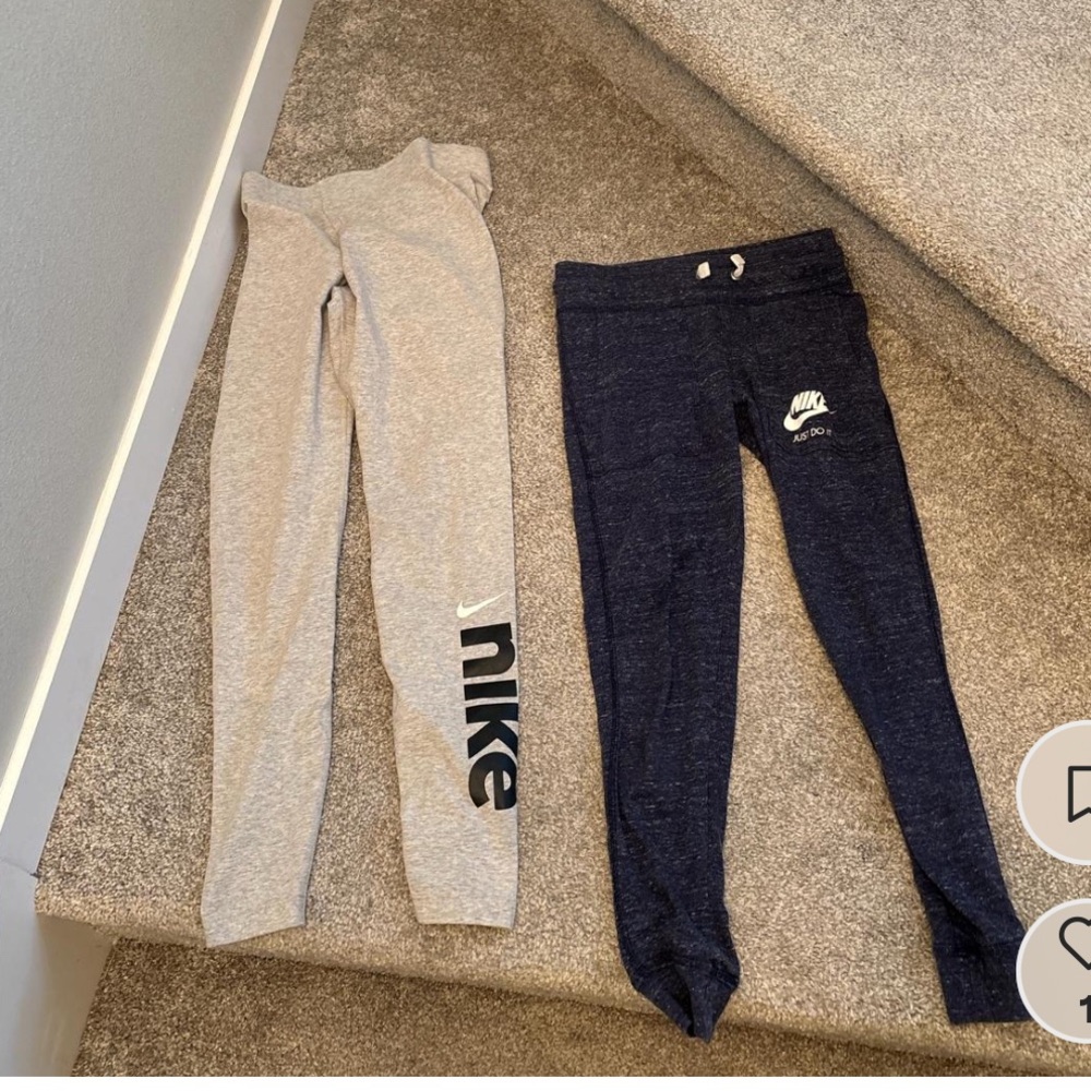Nike Gray and Black Leggings Athletic Wear